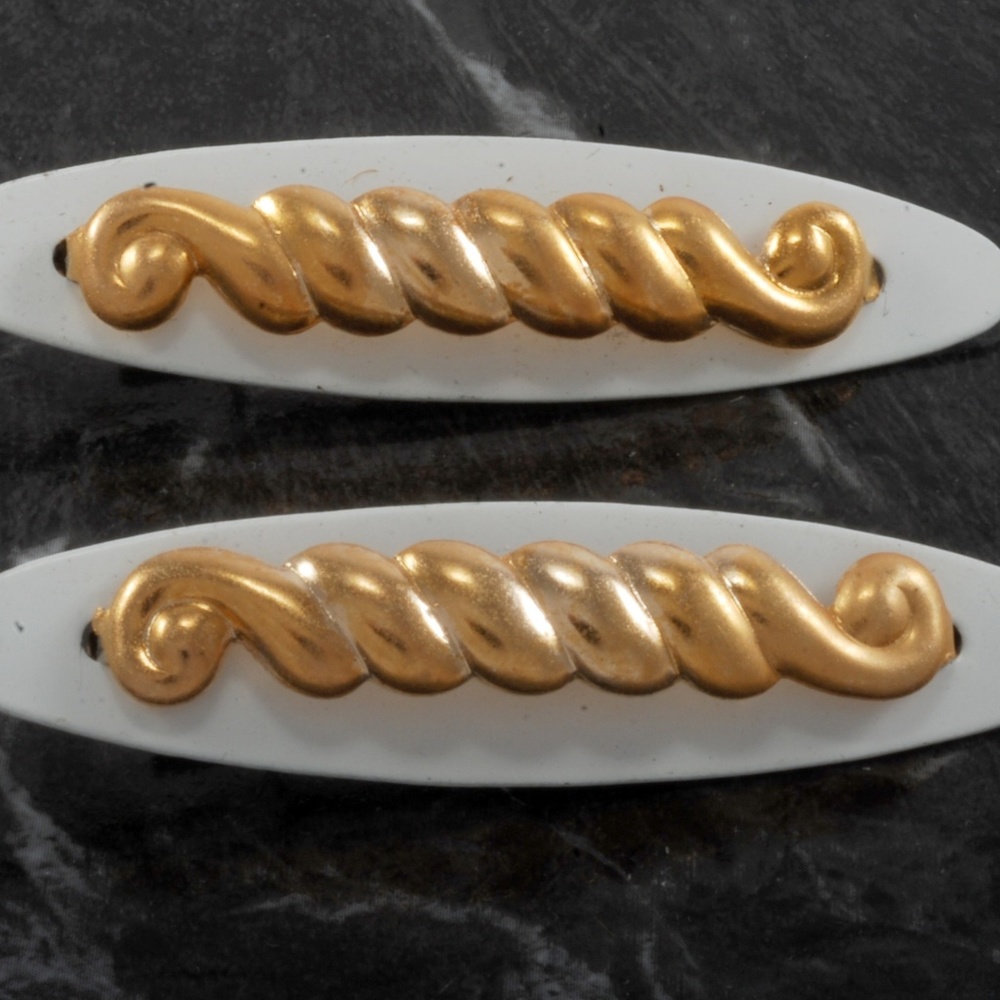 Vintage Hair Barrette White Gold Metal Accessory